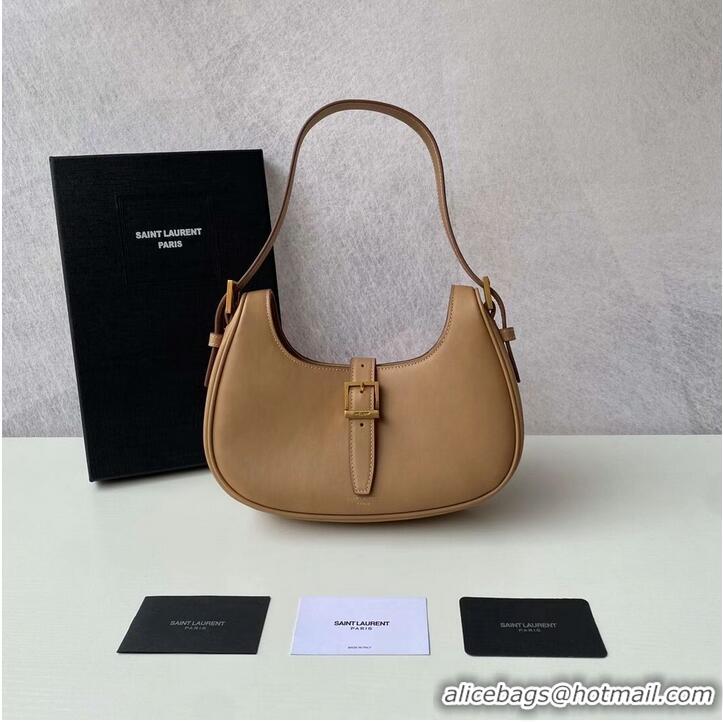 Buy Discount Yves Saint Laurent LE FERMOIR HOBO BAG IN SHINY LEATHER 6726152 BROWN GOLD