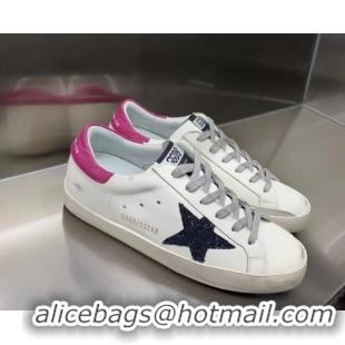 Duplicate Golden Goose GGDB Super-Star Sneakers with Blue Glitter Star White 052151