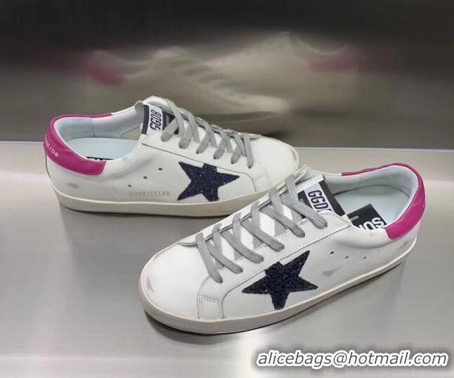 Duplicate Golden Goose GGDB Super-Star Sneakers with Blue Glitter Star White 052151