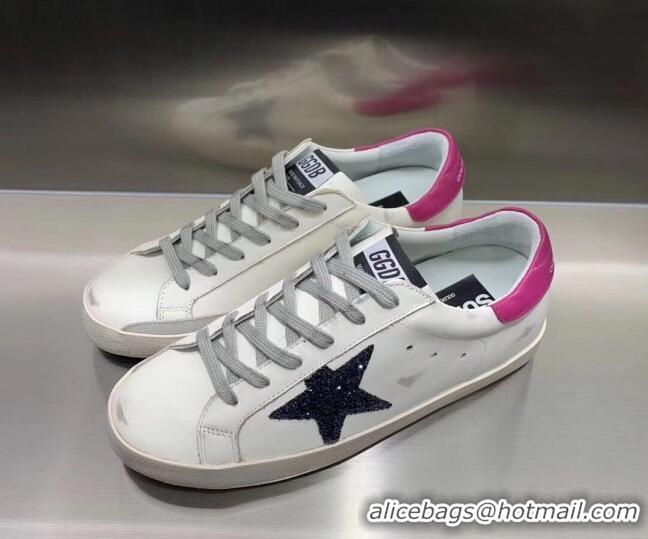 Duplicate Golden Goose GGDB Super-Star Sneakers with Blue Glitter Star White 052151