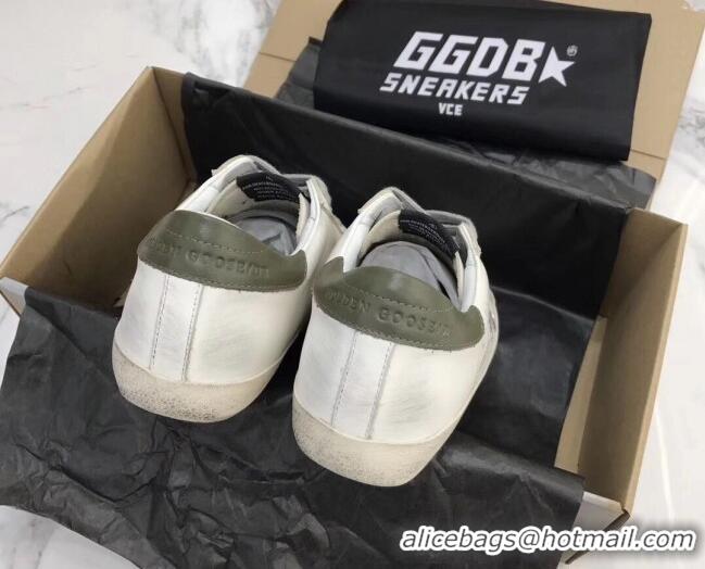 Modern Golden Goose GGDB Super-Star Sneakers with Silver Glitter Star White 052153