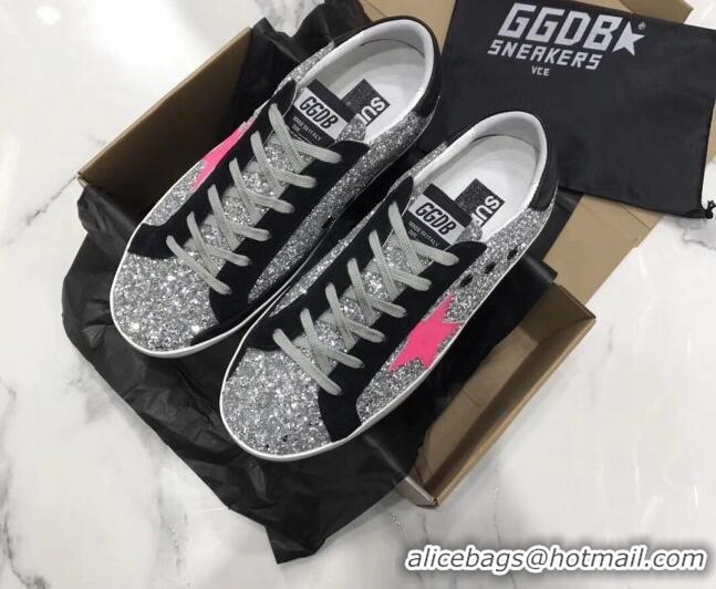 Sumptuous Golden Goose GGDB Glitter Super-Star Sneakers Silver/Pink/Black 052152