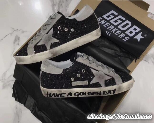 Top Design Golden Goose GGDB Glitter Super-Star Sneakers Black/Grey 052155