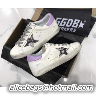 Hot Style Golden Goose GGDB Glitter Super-Star Sneakers White/Purple 052156