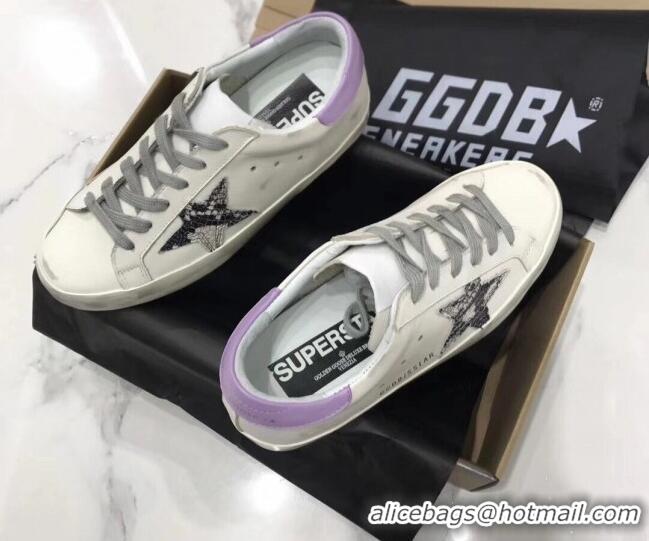 Hot Style Golden Goose GGDB Glitter Super-Star Sneakers White/Purple 052156