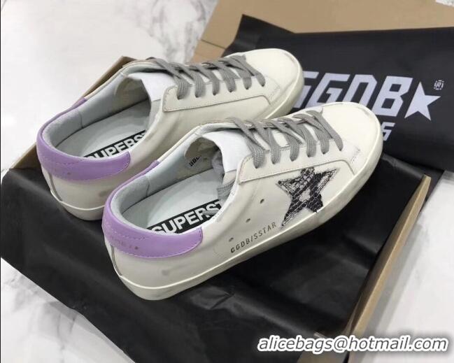 Hot Style Golden Goose GGDB Glitter Super-Star Sneakers White/Purple 052156