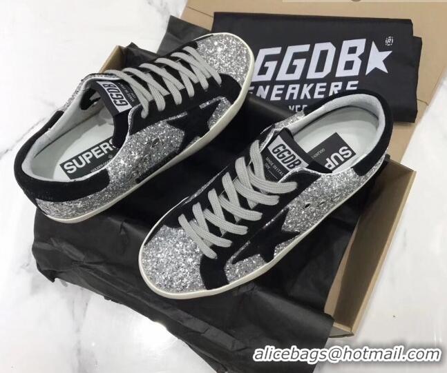 1:1 aaaaa Golden Goose GGDB Glitter Super-Star Sneakers Silver/Black 052158