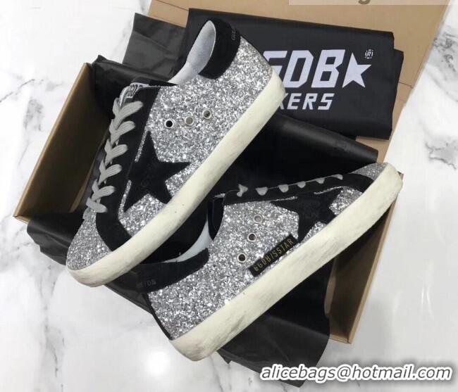 1:1 aaaaa Golden Goose GGDB Glitter Super-Star Sneakers Silver/Black 052158