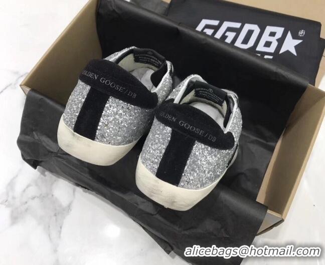 1:1 aaaaa Golden Goose GGDB Glitter Super-Star Sneakers Silver/Black 052158