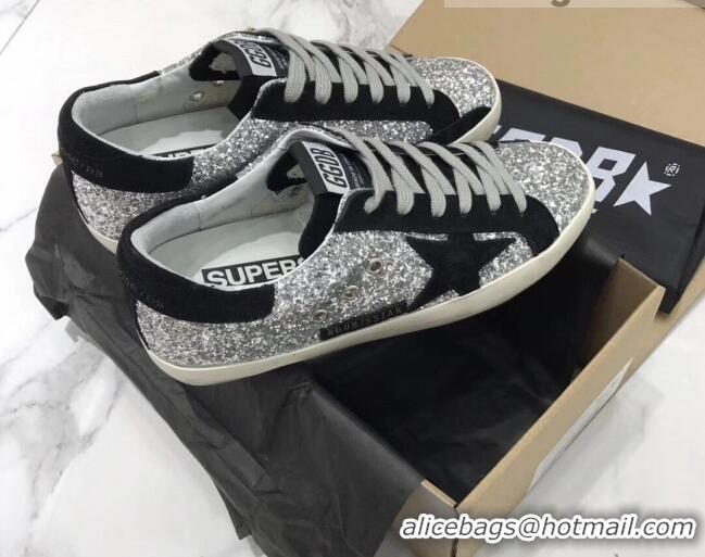 1:1 aaaaa Golden Goose GGDB Glitter Super-Star Sneakers Silver/Black 052158