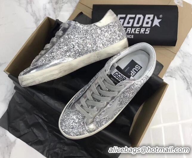 Lower Price Golden Goose GGDB Glitter Super-Star Sneakers Silver 052159