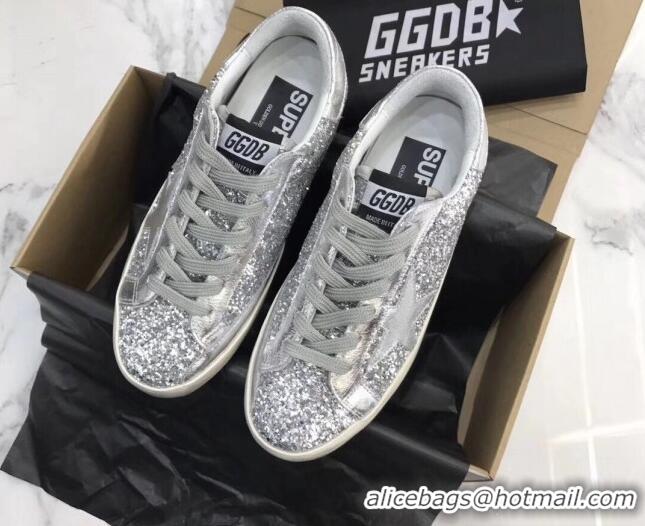 Lower Price Golden Goose GGDB Glitter Super-Star Sneakers Silver 052159