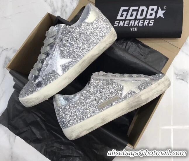 Lower Price Golden Goose GGDB Glitter Super-Star Sneakers Silver 052159