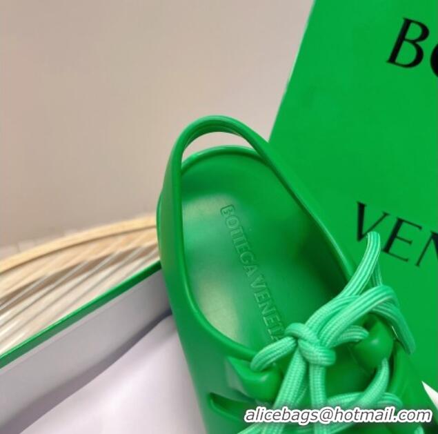 Good Quality Bottega Veneta Jelly Rubber Lace-up Flat Sandals Grass Green 2051913