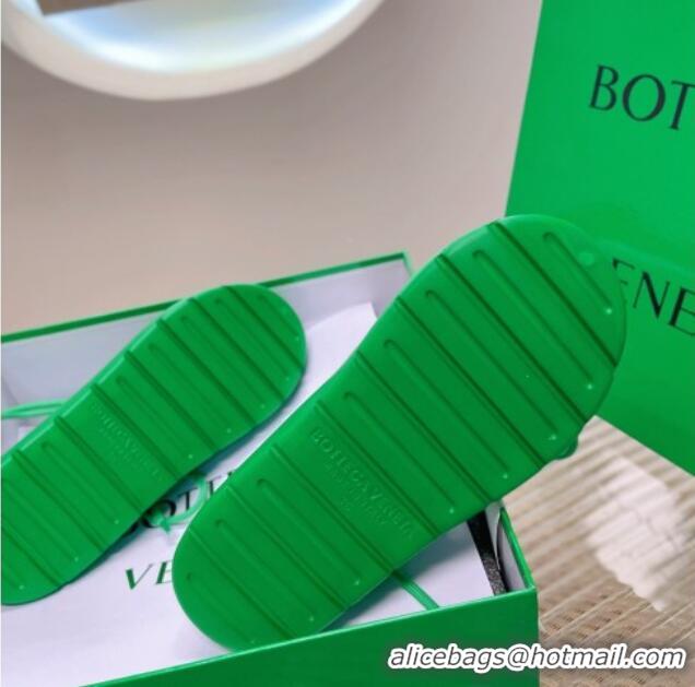 Good Quality Bottega Veneta Jelly Rubber Lace-up Flat Sandals Grass Green 2051913