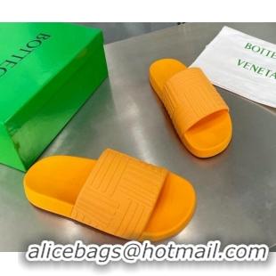 Best Price Bottega Veneta Rubber Slider Flat Slide Sandals Orange 2051930