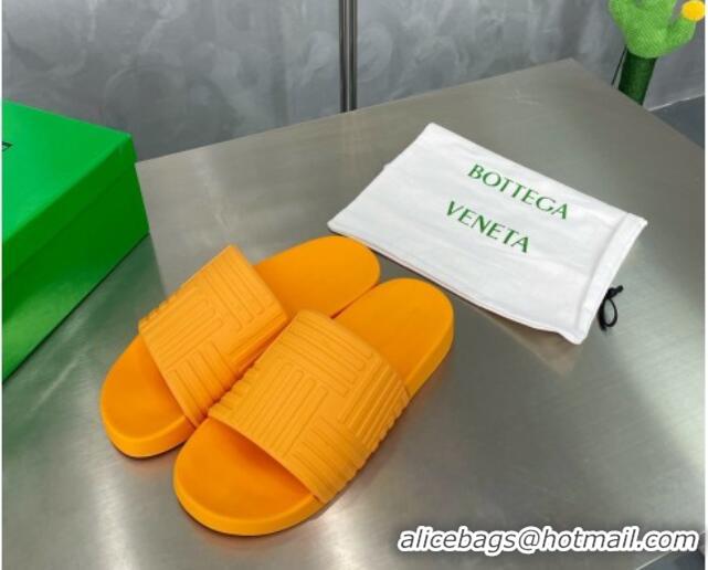 Best Price Bottega Veneta Rubber Slider Flat Slide Sandals Orange 2051930