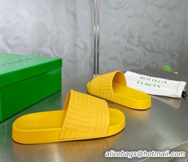 Best Price Bottega Veneta Rubber Slider Flat Slide Sandals Yellow 2051933