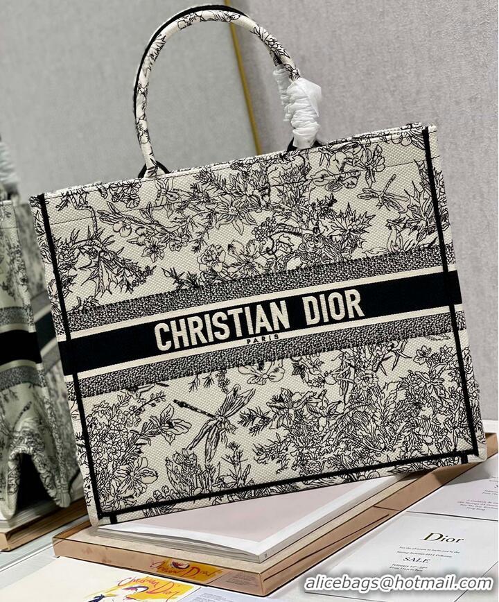 Famous Brand DIOR BOOK TOTE BAG DRAGONFLY DE JOUY M1286ZT Black