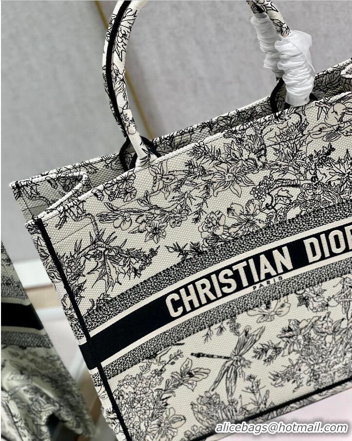 Famous Brand DIOR BOOK TOTE BAG DRAGONFLY DE JOUY M1286ZT Black