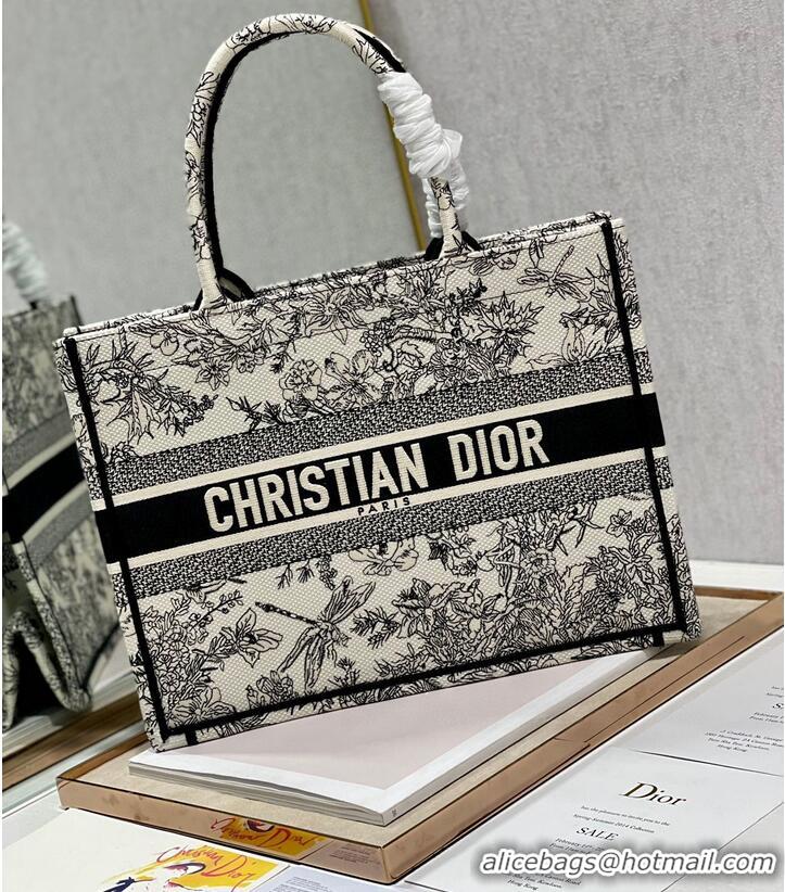 Top Quality DIOR BOOK TOTE BAG DRAGONFLY DE JOUY M1286Z Black