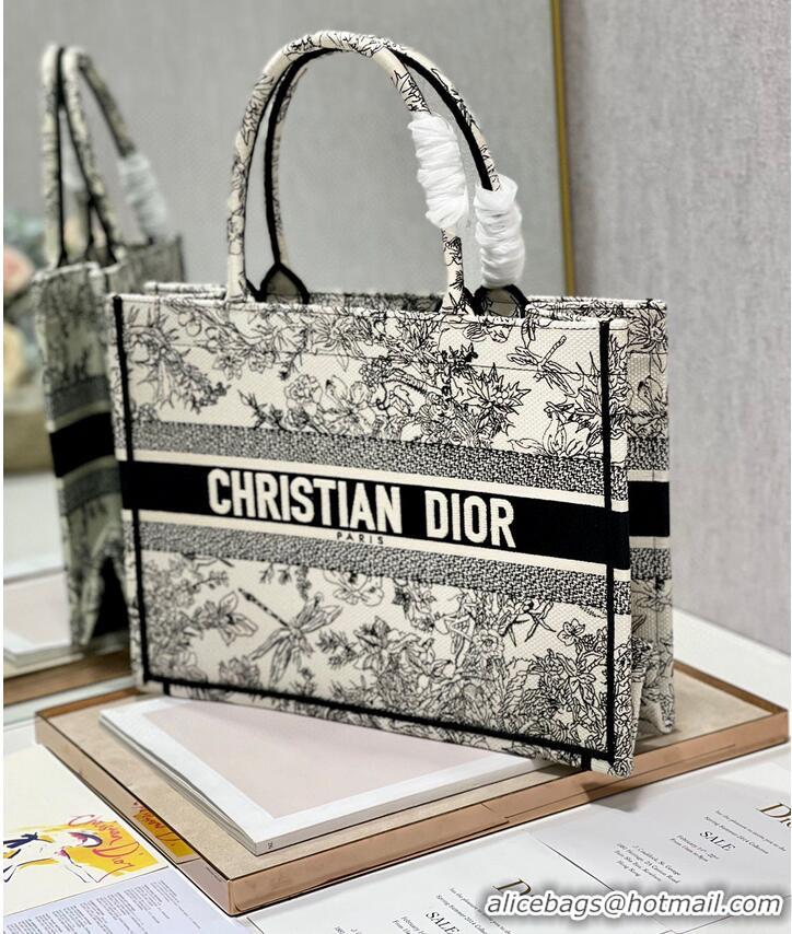 Top Quality DIOR BOOK TOTE BAG DRAGONFLY DE JOUY M1286Z Black