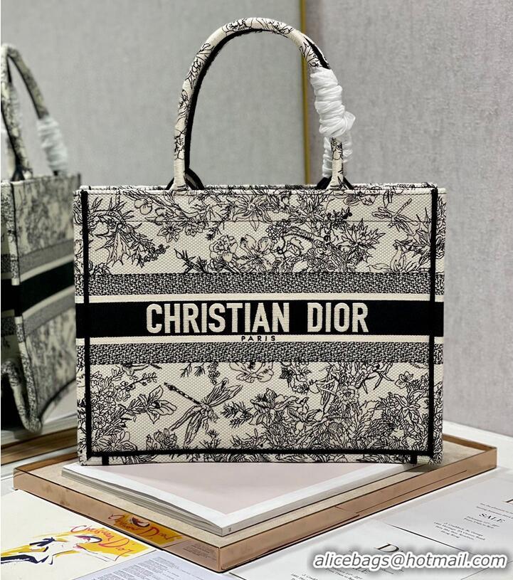 Top Quality DIOR BOOK TOTE BAG DRAGONFLY DE JOUY M1286Z Black