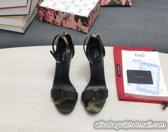 Stylish Dolce & Gabbana DG Camouflage Denim High Heel Sandals 10.5cm Green 050711