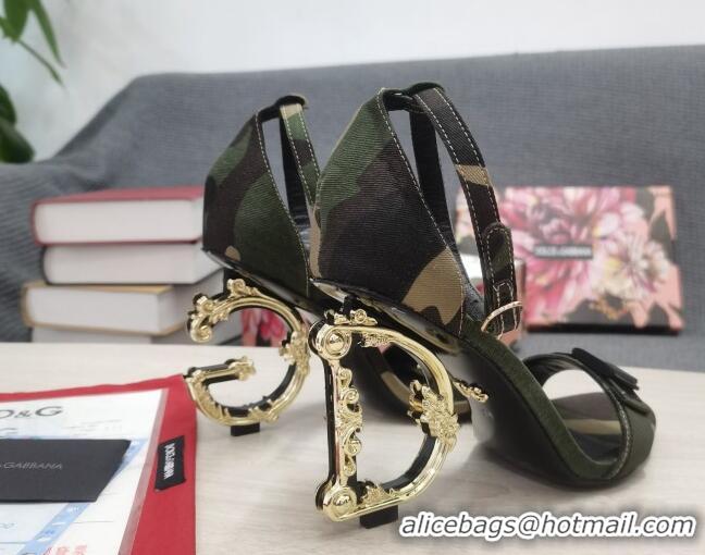 Stylish Dolce & Gabbana DG Camouflage Denim High Heel Sandals 10.5cm Green 050711