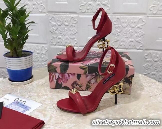 Fashion Dolce & Gabbana DG Calfskin High Heel Sandals 10.5cm Red 050713