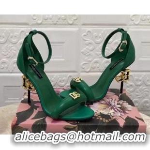 Classic Hot Dolce & Gabbana DG Calfskin High Heel Sandals 10.5cm Green 2022 050716