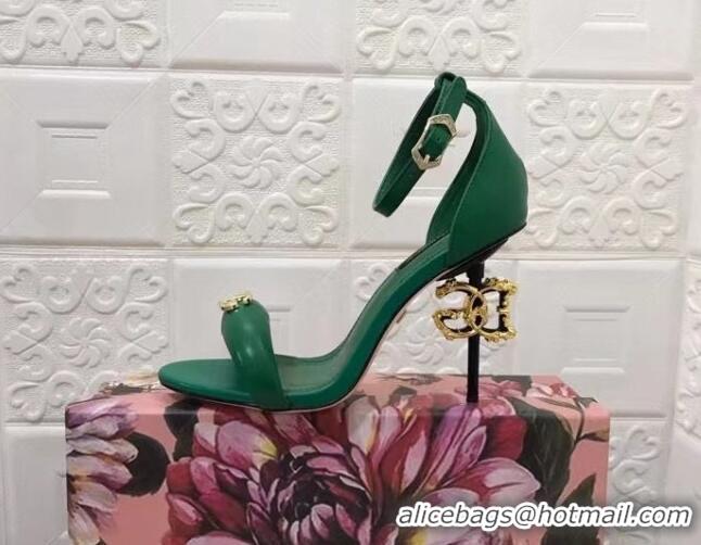 Classic Hot Dolce & Gabbana DG Calfskin High Heel Sandals 10.5cm Green 2022 050716