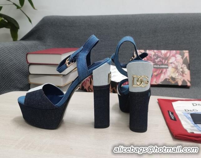 Low Price Dolce & Gabbana DG Patchwork Denim Platform Heel Sandals 15cm 0520114