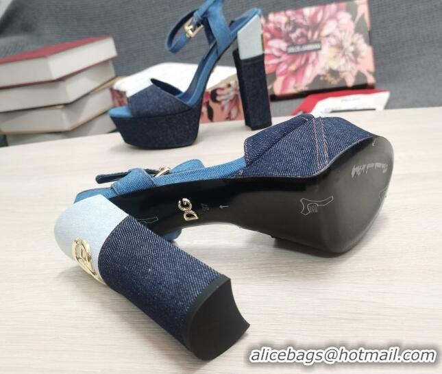 Low Price Dolce & Gabbana DG Patchwork Denim Platform Heel Sandals 15cm 0520114