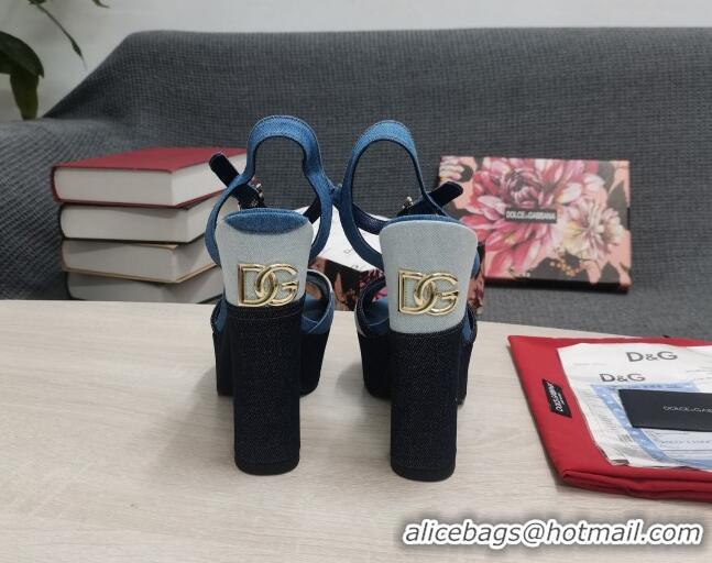 Low Price Dolce & Gabbana DG Patchwork Denim Platform Heel Sandals 15cm 0520114