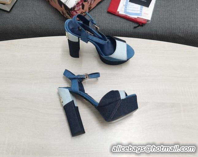 Low Price Dolce & Gabbana DG Patchwork Denim Platform Heel Sandals 15cm 0520114