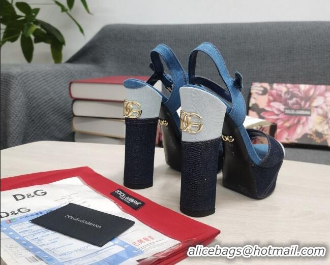 Low Price Dolce & Gabbana DG Patchwork Denim Platform Heel Sandals 15cm 0520114