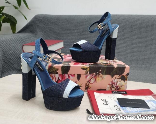 Low Price Dolce & Gabbana DG Patchwork Denim Platform Heel Sandals 15cm 0520114