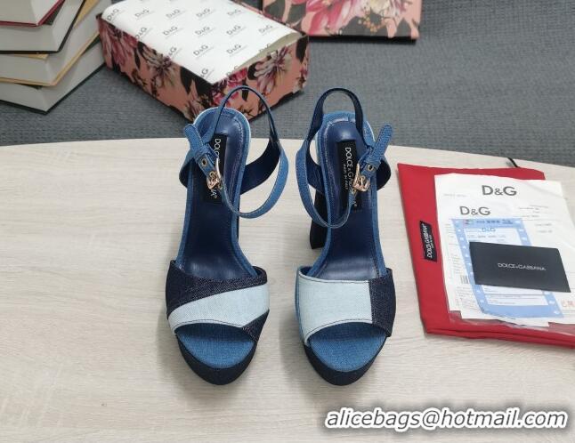 Low Price Dolce & Gabbana DG Patchwork Denim Platform Heel Sandals 15cm 0520114