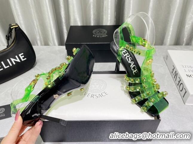 Perfect Versace PVC High Heel Sandals 9.5cm Green 2022 050702