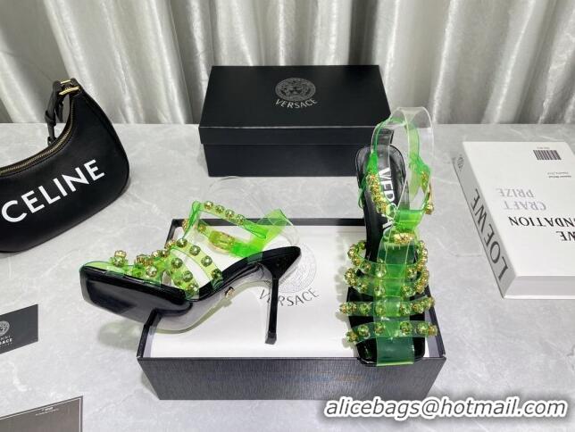 Perfect Versace PVC High Heel Sandals 9.5cm Green 2022 050702