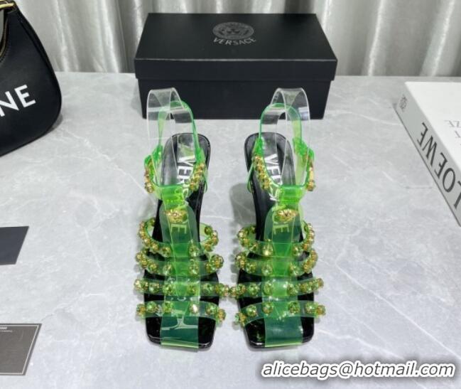 Perfect Versace PVC High Heel Sandals 9.5cm Green 2022 050702