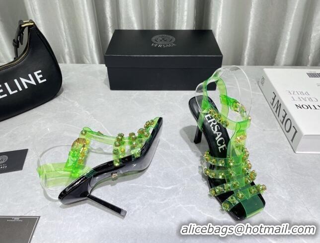 Perfect Versace PVC High Heel Sandals 9.5cm Green 2022 050702