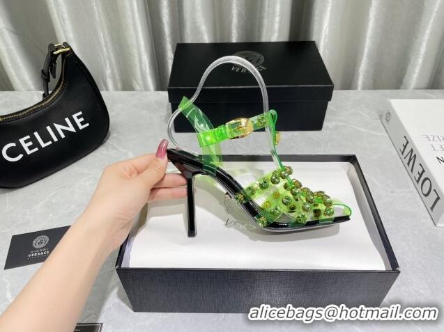 Perfect Versace PVC High Heel Sandals 9.5cm Green 2022 050702