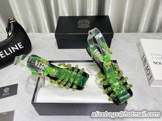 Perfect Versace PVC High Heel Sandals 9.5cm Green 2022 050702