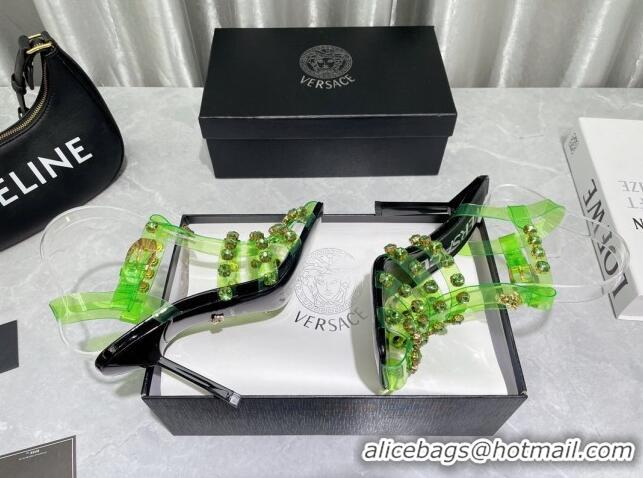 Perfect Versace PVC High Heel Sandals 9.5cm Green 2022 050702