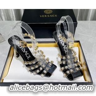 Best Grade Versace Crystal PVC High Heel Sandals 9.5cm White 2022 050707