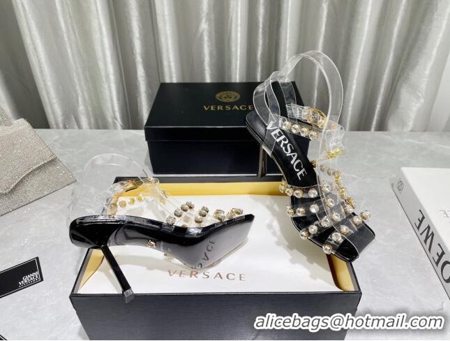 Best Grade Versace Crystal PVC High Heel Sandals 9.5cm White 2022 050707