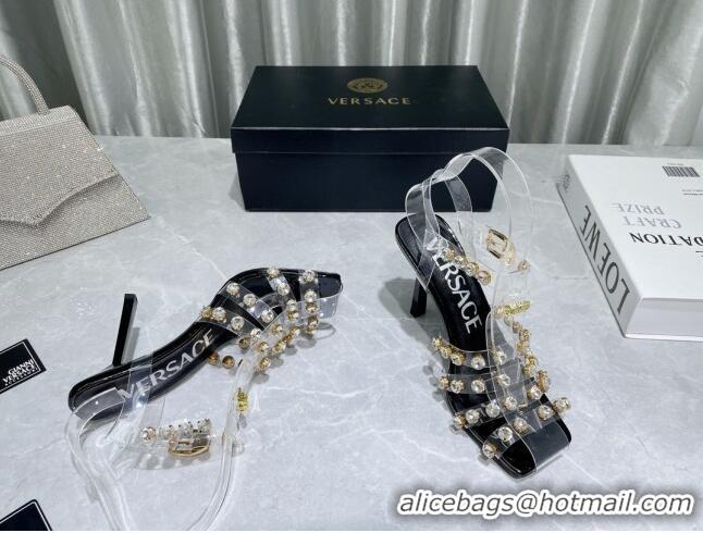 Best Grade Versace Crystal PVC High Heel Sandals 9.5cm White 2022 050707