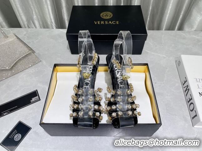 Best Grade Versace Crystal PVC High Heel Sandals 9.5cm White 2022 050707